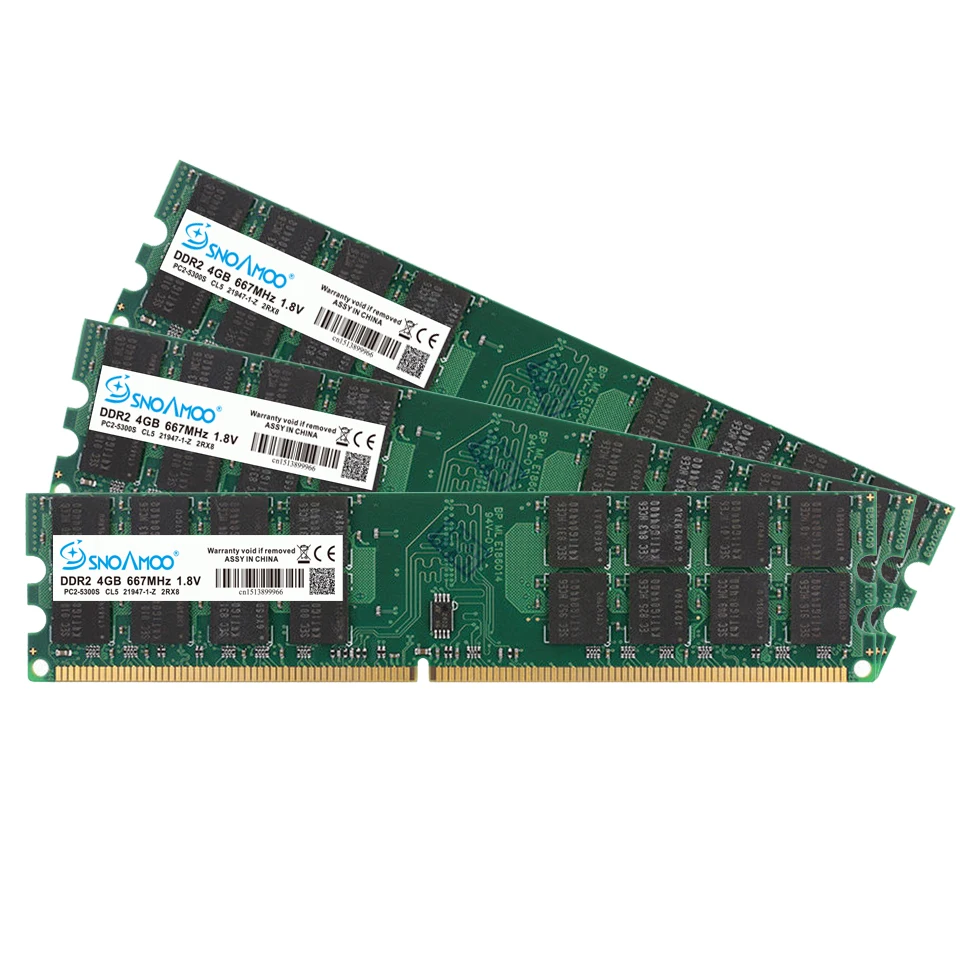 Оперативная память SNOAMOO DDR2 4 ГБ 800 МГц/667 МГц PC2-6400 Настольный ПК Память DIMM 240 контактов для системы AMD Высокая совместимость памяти гарантия