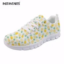 Instantarts ананас печать Для женщин обувь на плоской подошве модные кроссовки на шнуровке женские из дышащего сетчатого материала прогулочная обувь для девочек