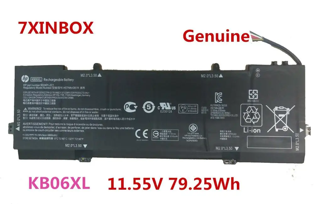 7XINbox 11 55 V 79.2Wh KB06XL Аккумулятор для ноутбука hp Spectre x360 15-b 15-bl002xx 15t 15t-bl100.902401-2C1 HSTNN-DB7R |