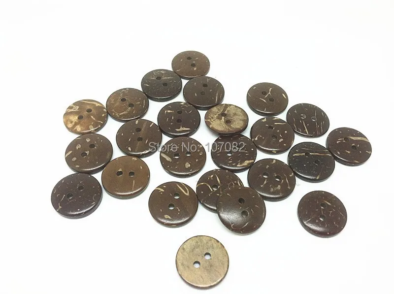 

1000pcs/lot 15mm Brown Natural Coconut Shell Buttons Round Sewing 2 Holes Button For Garments or Scrapbooking