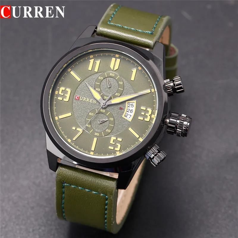 

CURREN Luxury Fashion Casual Men Watches Complete Calendar Watch Quartz Male Wristwatches With Colorful Leather Bands smael