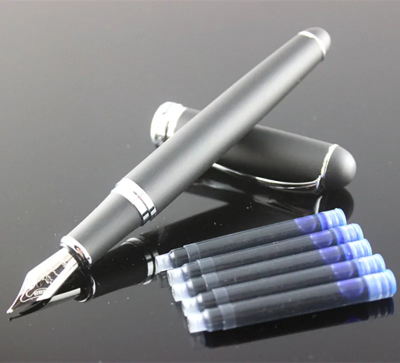 Благородная перьевая ручка JINHAO X750 черного матового цвета с подарочной ручкой, металлическая ручка с чернилами, роскошная перьевая ручка 0,5 мм - Цвет: R
