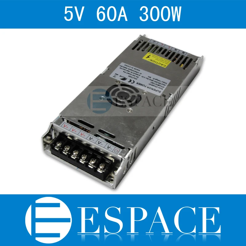 

Ultra thin 5V 60A 300W Switching Power Supply Driver for LED Strip AC 200-240V Input to DC 5V free shipping