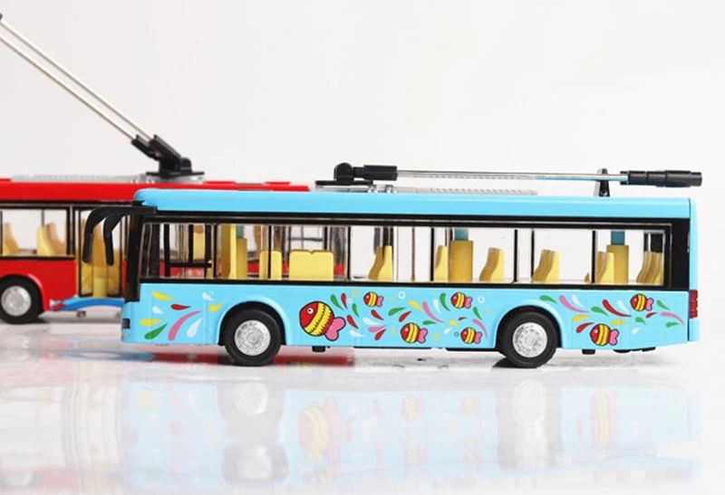 20,5 см 1:36 Масштаб металлический сплав игрушечный автомобиль Трамвай автобус троллейбус оттягивающийся Diecasts транспортные средства модель игрушки для детей Детская Коллекция
