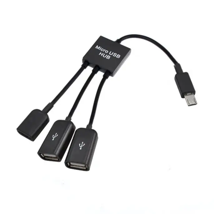 Адаптер кабель 3 в 1 USB OTG кабель адаптер Micro usb-хаб USB OTG адаптер для смартфона#3$1,2 - Цвет: Черный