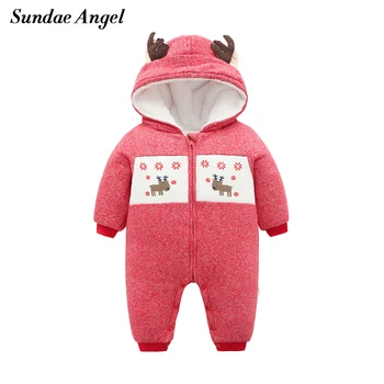 

Sundae Angel Rompers For Baby Winter Clothes Hooded Long Sleeve Print Deer Warm New born Winter Jumpsuit Thicken Clothing