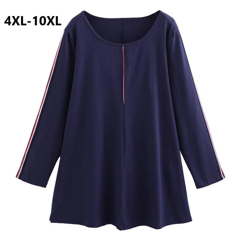 

Plus Size 10XL 8XL 6XL 4XL Women Spring Long Sleeves Shirt Ribbon Patchwork Casual Tops Big Size Sliming Long T Shirts Feminina