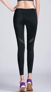 Сексуальные черные беговые штаны для йоги женские спортивные Легинсы Сетка Леггинсы для йоги пуш-ап быстросохнущая Спортивная одежда для фитнеса Mallas Mujer Deportivas - Цвет: Черный