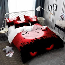 Halloween Bedding Set Blood Moon Red Eye Duvet Cover Set Ghost Bat Printed Bed Line Festival Unique Room 3pcs Night Cemetery Halloween Bedding Set Blood Moon Red Eye Duvet Cover Set Ghost Bat Printed Bed Line Festival Unique Room 3pcs Night Cemetery