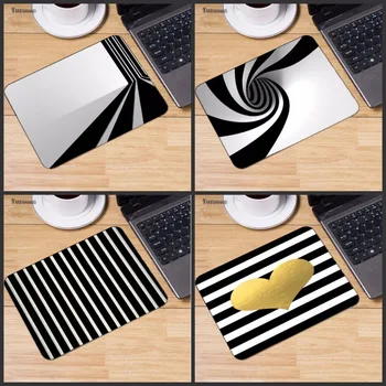 

Yuzuoan Black And White Lines Personality art Anti-slip Optical Notebook Mouse Mat Soft Silicone Gaming Rectangular Mouse Pad