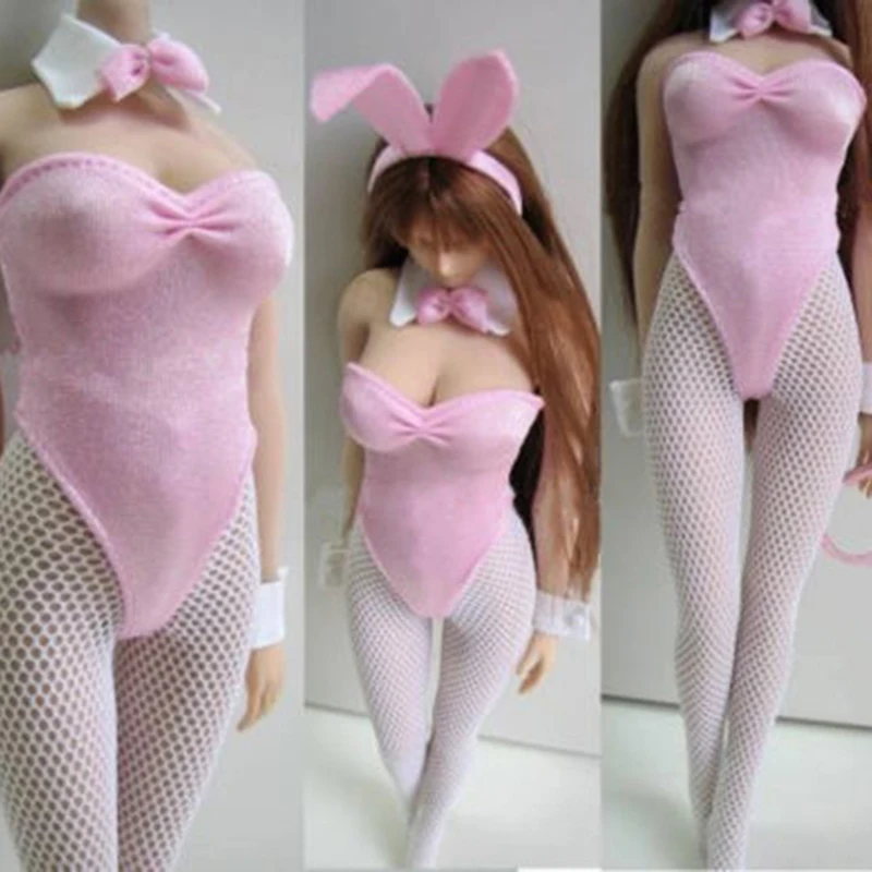 

Custom 1/6 Female White Collar&Purple Tube Top Swimsuit&pantyhose&Sleeves Clothes Set For 12 inches PH Doll Body Figure