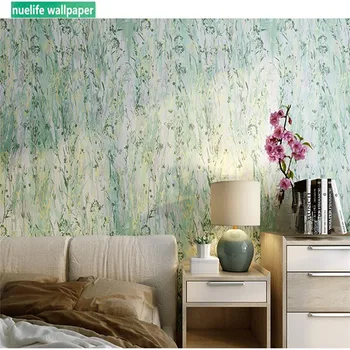 

Rural style green purple small flower pattern wallpaper living room bedroom study clothing store TV sofa background wallpaper