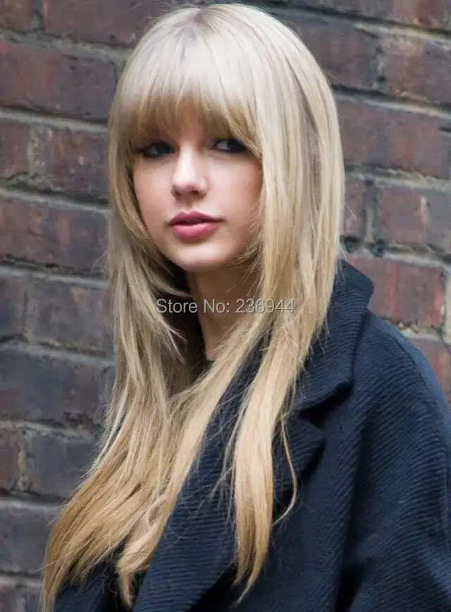 Taylor Swift Premier Monofilament Top Long Layered Straight Golden