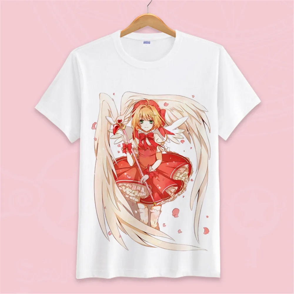 Карта captor Sakura футболка карта Captor Футболка мужская футболка "Аниме" Kawaii женские топы футболки на заказ хлопковая одежда подарок для пары