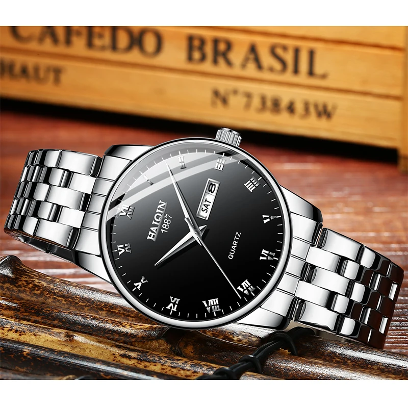 HAIQIN Mens watches top brand luxury watch men Gold Quartz Sports Men's watches Military wrist watc