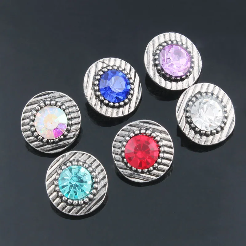 10Pcs lot Xinnver Snap Button font b Jewelry b font 6 Color Metal font b Crystal