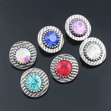 10Pcs/lot Xinnver Snap Button Jewelry 6 Color Metal Crystal Snap Mini Buttons Fit 12mm Snap Bracelets Bangles ZL013