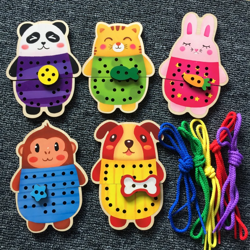 5pcs/set Animals Wood Puzzles Montessori Toys Kids Puzzle Early Learning Educational Finger Toy Wooden Board Game Novelty Gifts