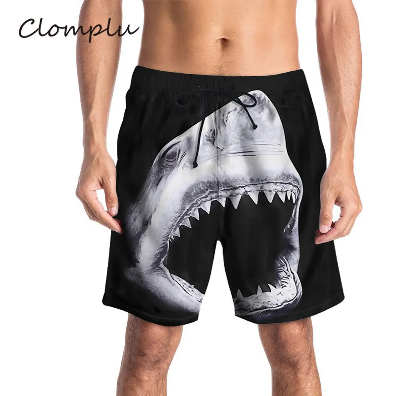 

Clomplu Fashion Shorts Beach Swimwear for Men Plus Size High Quality Fast Dry Waterproof Board Shorts Shark Pattern 3D Printed