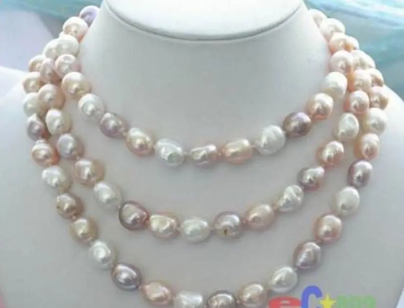 

Free shipping@@@@@ A>NEW long 50 "8-9mm baroque multicolor freshwater pearl necklace AAA a