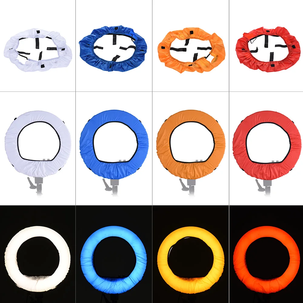 4pcs Photography Ring Light Soft Diffuser Cloth (Red/Blue/Orange/White