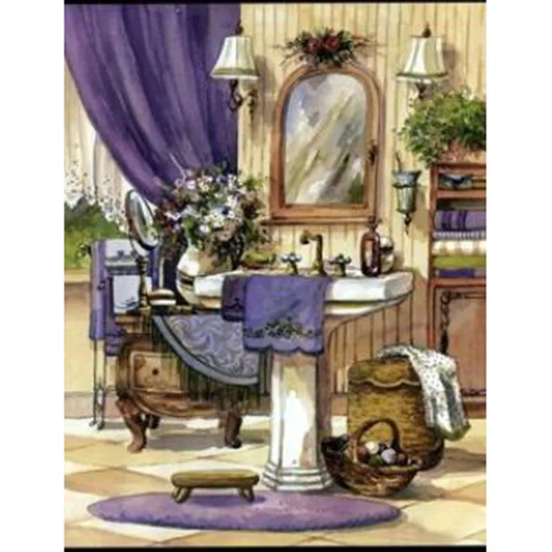 

Dpsprue 5D Full Square Round DIY Diamond Painting Cross Stitch Animal Wash Room Embroidery Diamond Mosaic Home Decoration Gift