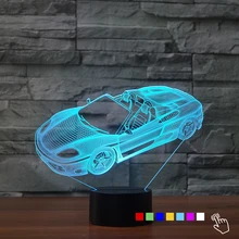 Супер Родстер 3D лампа LED ночник акрил Lampara 7 цветов Изменение атмосфера лампа мальчик автомобиль Вентиляторы комнаты Освещение игрушка подарки
