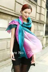 Все соответствует женской затененных 100% шелковый атлас саронги Бандана Хиджаб шарфа шаль-пончо 180*110 cm Смешанные цвета 9 шт./лот #3350