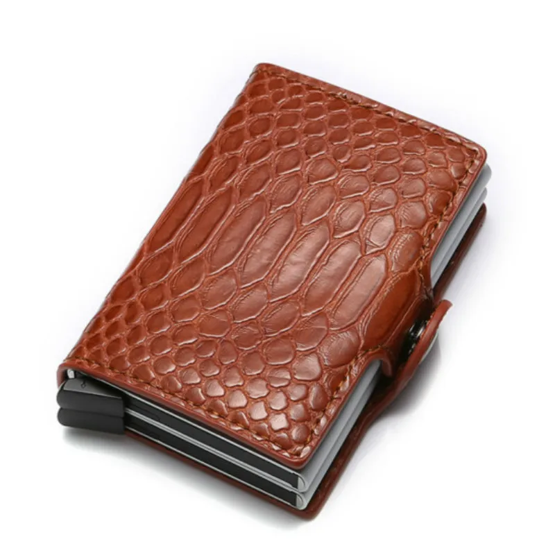 

BISO GORO Anti Thief Rfid Credit id Card Holder Slim Men Minimalist Carbon Fiber Metal Wallet Cardholder Creditcard Case Pocket