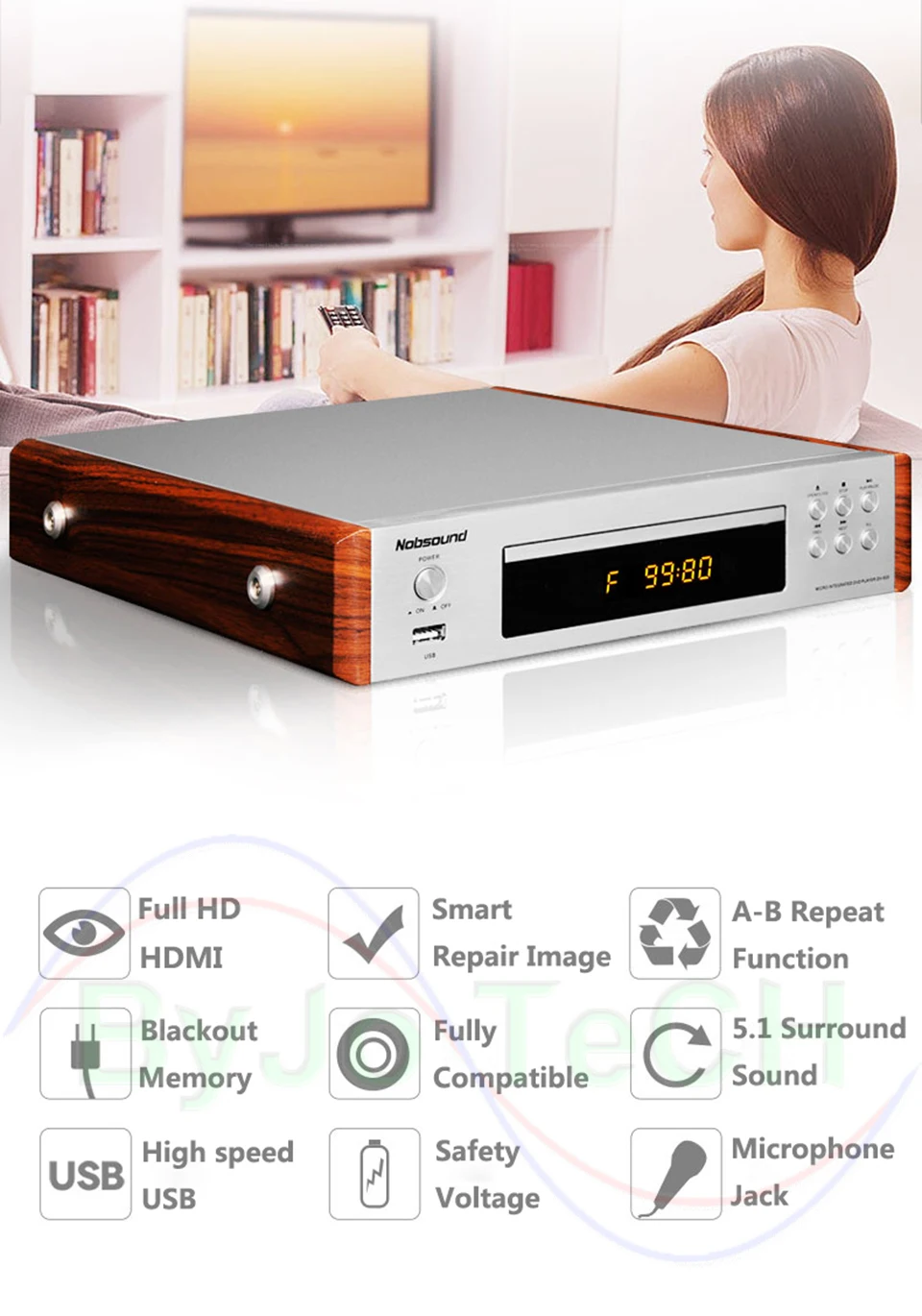 Nobsound DV525 HD DVD CD USB HDMI S-Video A-B функция повтора 5,1 объемный звук KTV профессиональный микрофонный интерфейс