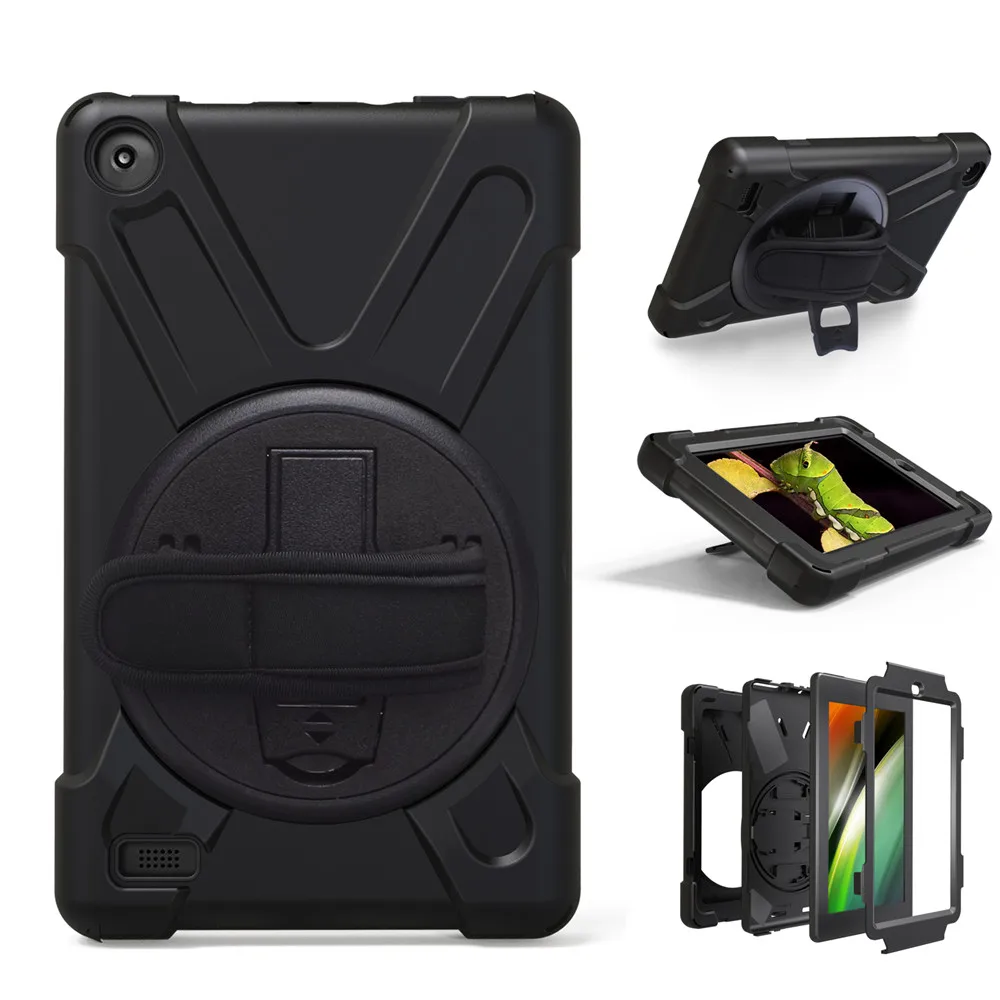 Сверхмощный чехол для Amazon Kindle Fire 7 (2017) 0 '' PC &amp Silicon Подставка рук и плечевой