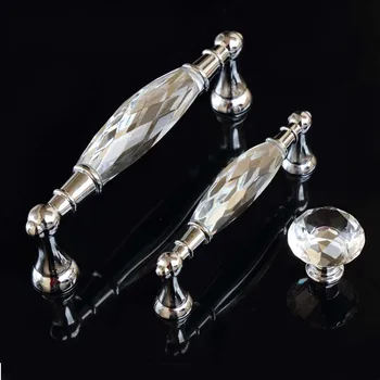 

96mm 128mm modern fashion dexule clear k9 crystal wine cabinet bookcase handles silver chrome dresser watch tv table drawer knob