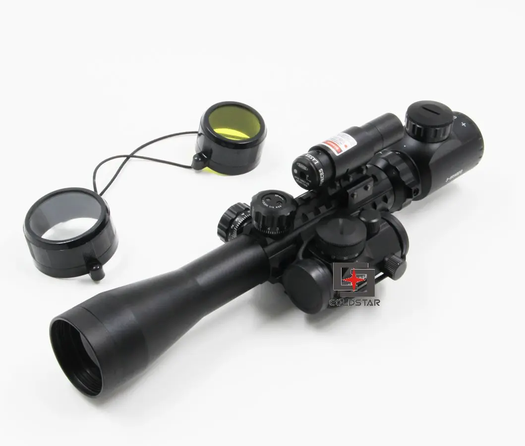 Бесплатные Rilfescope 3-9x40EG прицел W/ лазера & подсветкой 1 х 24 Т-1 Красный Зеленая точка прицел для воздуха пистолет airsoft
