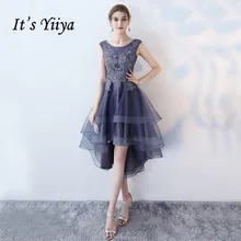 Это YiiYa сексуальные кружевные цветочные иллюзионные Высокие-низкие цветы на молнии длиной до середины икры вечерние парадные платья винтажное вечернее платье LX096