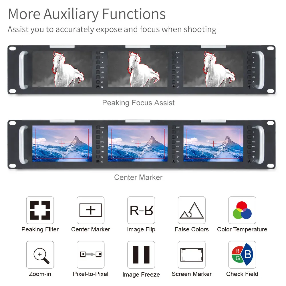 Монитор Feelworld с креплением на стойку вещания 5 дюймов 2RU 800x480 HDMI av вход тройной ЖК