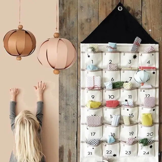 

1 Pcs 24 Pockets Calendar Storage Bag Wall Hanging Alphanumeric Canvas Sack Bags Nordic Style Children Room Organizer Home Decor