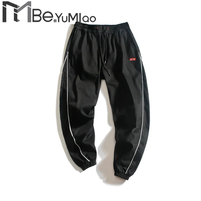 

Be.YuMiao Men Pants Ankle-Length Side Strip Mens Joggers Sweatpants Plus Size 2XL Trousers Male Black Casual Harem Pants Men