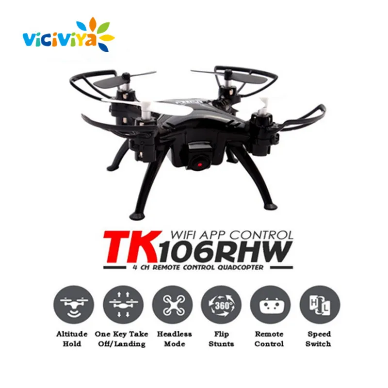 

VICIVIYA TK106RHW Wifi FPV Quadcopter Elfie Drone with Camera HD 0.3MP Altitude Hold Waypoints G-sensor 4CH RC Helicopter GYRO ~