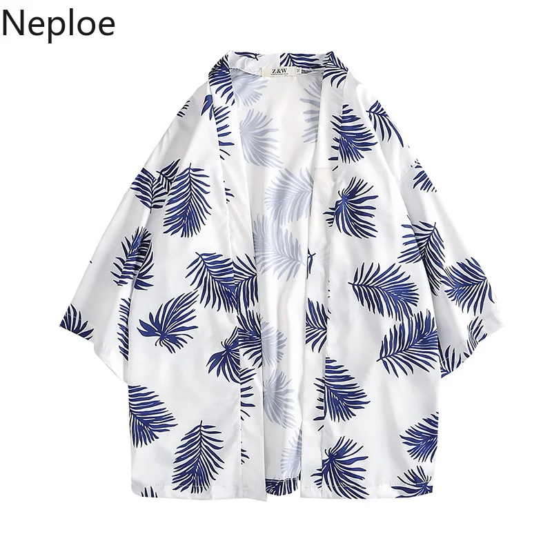 Neploe 2019 летнее японское кимоно для женщин и мужчин с принтом листьев