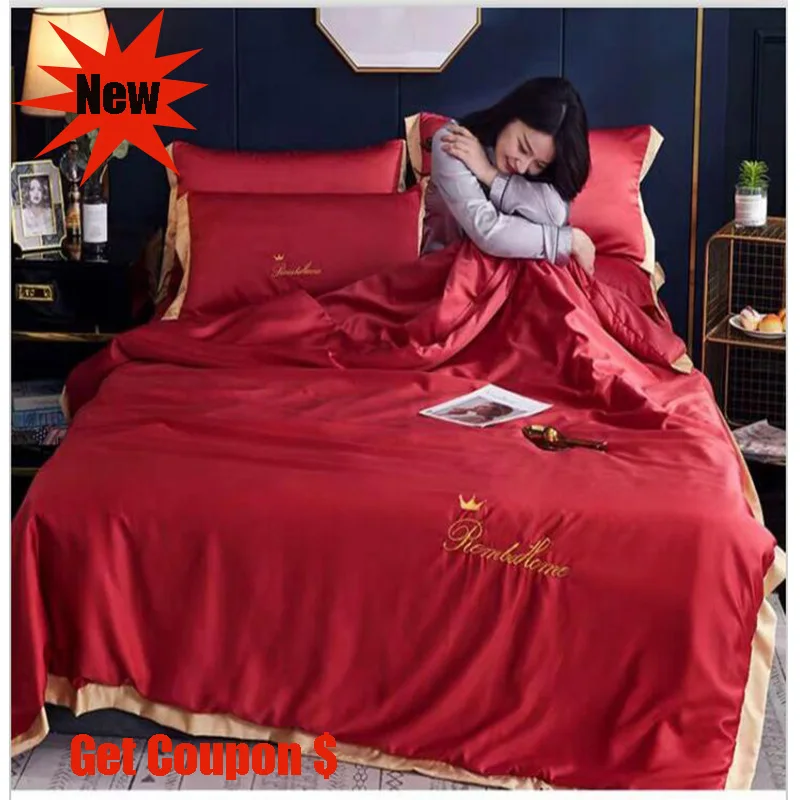 

Light extravagant 3 or 4pcs silk summer quilt sets single pc cool air conditioner quilt summer quilt pillowcase bed sheet sets