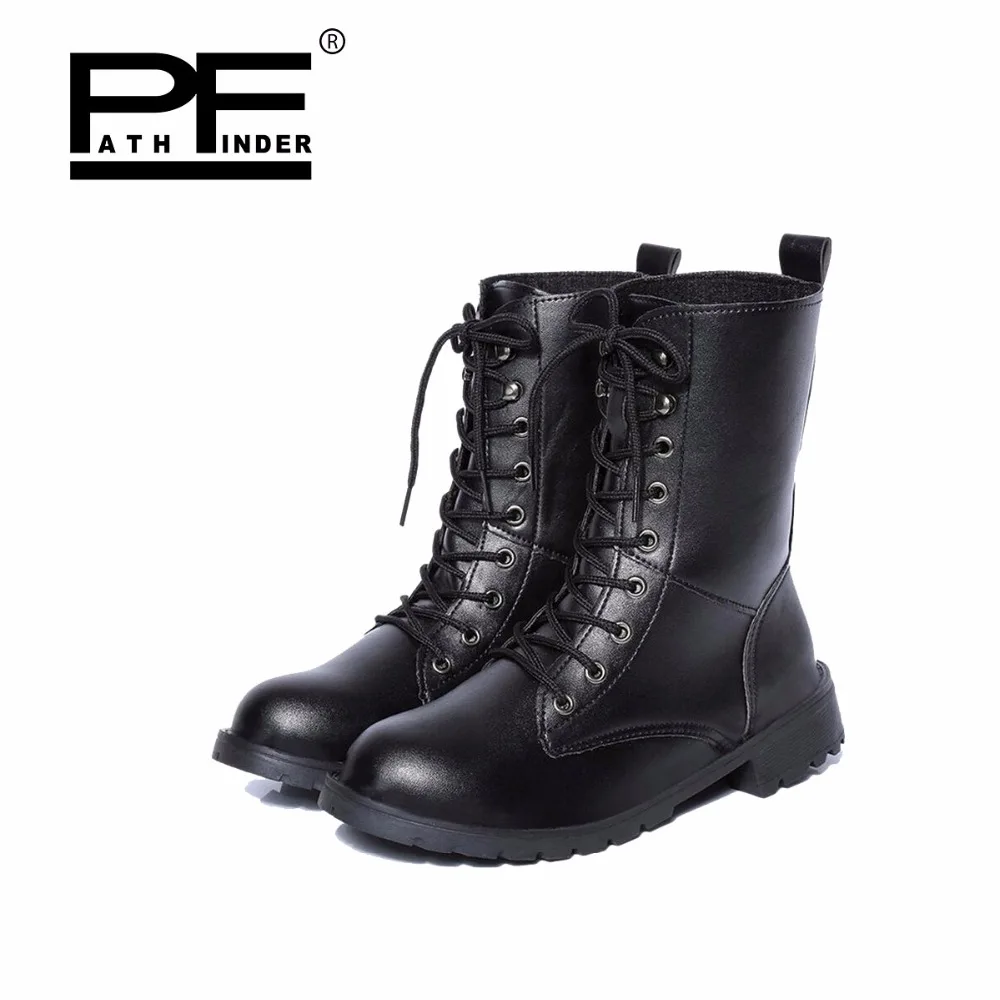 

Pathfind new women ankle pu Leather waterproof Tooling military boots womens Martin Outdoor snow shoes plus size 35-42