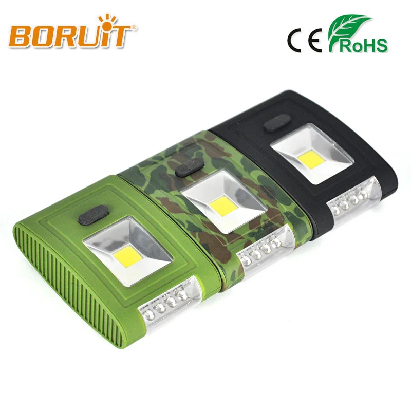 BORUIT 2 режима COB светодиодный рабочий Фонарик складной карманный фонарик с крючком