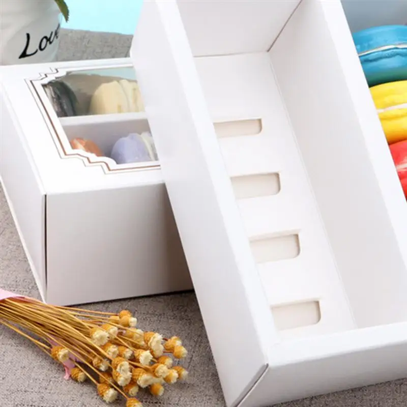 

10 pcs Macarons Box White Containers with Clear Window for Muffin Mini Donut