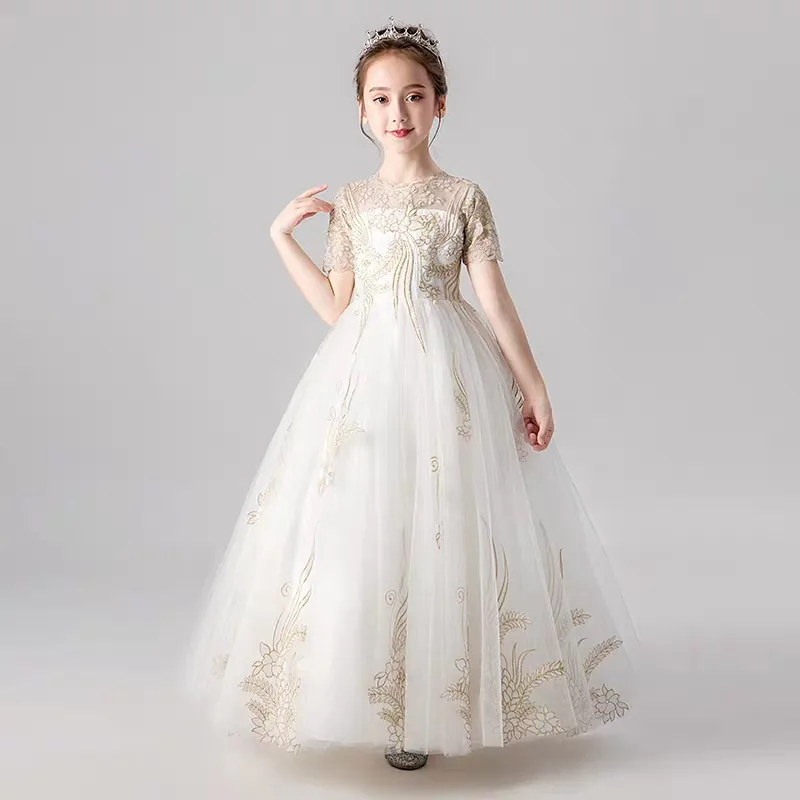 Элегантное нарядное платье для девочек на свадьбу, день рождения, детское вечернее платье принцессы для хоста, костюм для 3, 4, 6, 8, 10, 12, 14 лет
