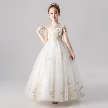 Элегантное нарядное платье для девочек на свадьбу, день рождения, детское вечернее платье принцессы для хоста, костюм для 3, 4, 6, 8, 10, 12, 14 лет