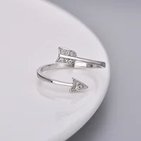 Buyee 925 Sterling Silver Fashion Ring Finger Light Zircon Contracted Cupid's Arrows Ring for Woman Party Fine Jewelry Circle 2