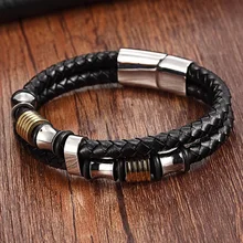 XQNI Echtem Leder Armband Doppel Schicht mit 316L Edelstahl Spezielle Design 6MM Zubehör Armreif & Armband Für Frauen