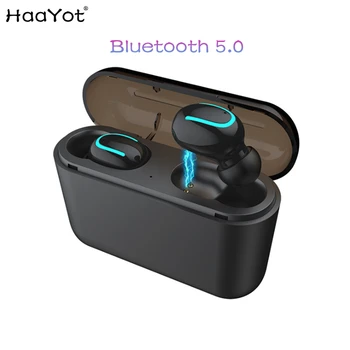 

HAAYOT True Wireless Earphones Bluetooth 5.0 Headset Mini Bluetooth Earbuds In-Ear Cordless Earphone TWS with Charging Box Mic