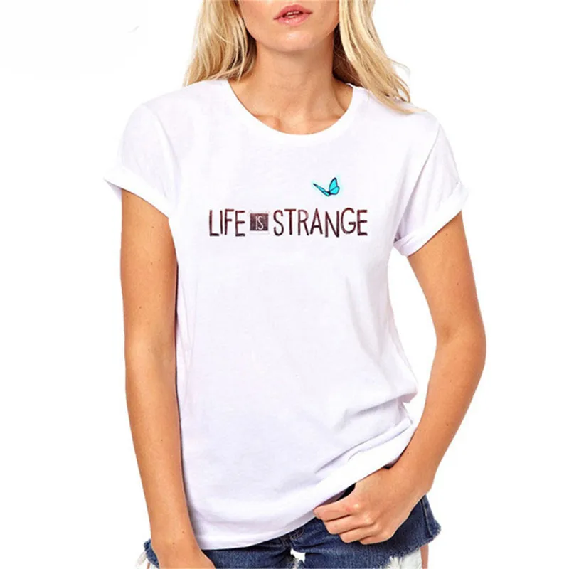 

Butterflies Life is Strange letters print t shirt women anime T Shirt female Tops girls graphic Short Sleeve tee for girls