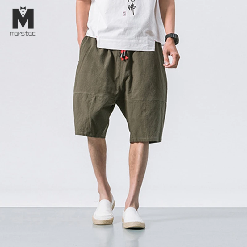 2019 Men Baggy Cross-Pants Male Elastic Waist Calf Length Harem Pants Army Trousers Men Casual Hip Hop Big Crotc Bloomers Pants